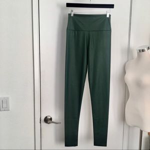 High rise waist green shine glossy legging L